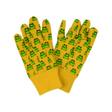 Kid′s Cotton/Polyster Print Back Garden PVC Dots Glove